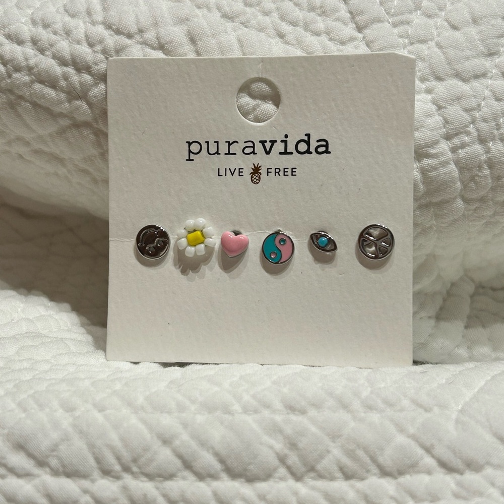 Pura Vida Kids' Fun Earring Set - Pink, Blue, White, Yellow